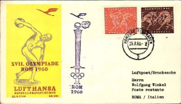 1960-Germania Volo Speciale Lufthansa Amburgo Francoforte Roma Bollo Viola Per L - Brieven En Documenten