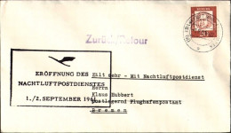 1961-Germania Volo Postale Notturno Lufthansa Eroffnung Des Nachtluftpostdienste - Lettres & Documents