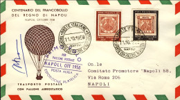 1958-commemorativo Del Primo Trasporto Postale Con Pallone Aereostatico, Realmen - Airmail