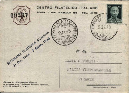 1945-cartolina Centro Filatelico Italiano Affrancata 60c.Imperiale Senza Fasci C - Storia Postale