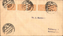 1919-Finlandia Busta Affrancata Striscia Di Cinque Del 2p. Arancio - Storia Postale