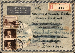 1948-Liechtenstein Raccomandata Diretta In Brasile Rispedita In Svizzera - Storia Postale