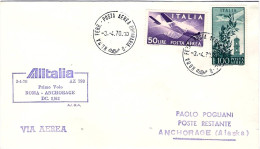 1970-I^volo Alitalia AZ 798 Roma Anchorage (Alaska) Del 3 Aprile - 1961-70: Marcophilie