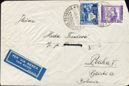 1939-cat.Sassone Euro 100, Lettera Diretta In Cecoslovacchia Affr. L.1,25+posta  - Marcophilie