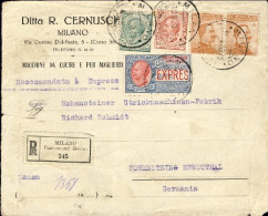 1920-intero Frontespizio Di Raccomandata Espresso Diretta In Germania Affr. 5c.+ - Marcophilie