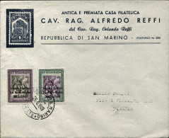 1949-San Marino Lettera Con Intestazione Pubblicitaria Filatelica Affrancata S.2 - Brieven En Documenten