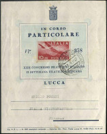 1947-lettera In Corso Particolare Affrancata Posta Aerea L.10 Con Annullo Di Con - 1946-60: Marcophilie