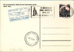 1980-cartolina 70^ Anniversario Della Prima Traversata Aerea Delle Alpi E Cachet - Poste Aérienne