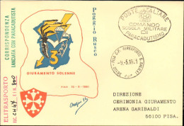 1981-busta Illustrata Giuramento Solenne Con Bollo Delle Poste Italiane Comando  - 1981-90: Storia Postale
