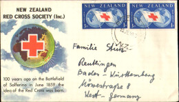 1959-Nuova Zelanda Lettera Illustrata Affrancata Coppia 3p.Croce Rossa Diretta I - Autres & Non Classés