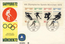 1971-Germania Foglietto S.4v."Giochi Olimpici Invernali A Sapporo"su Fdc Illustr - Lettres & Documents