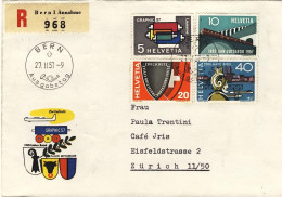 1957-Svizzera Raccomandata Fdc Illustrata Affrancata S.4v."Serie Di Propaganda" - FDC