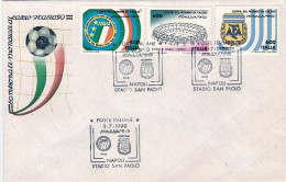 1990-busta Affrancata 3 Valori "Italia 90",annullo Figurativo Napoli,Stadio San  - 1981-90: Poststempel