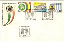 1990-busta Affrancata 3 Valori "Italia 90",annullo Figurativo Roma,Stadio Olimpi - 1981-90: Poststempel