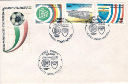 1990-busta Affrancata 3 Valori "Italia 90",annullo Figurativo Milano,stadio Meaz - 1981-90: Storia Postale