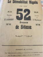 PATRIOTIQUE / LE  DEMOBILISE RIGOLO OU LES 52 FRANCS DE BIDASSE /LAURENT / AIR LE PENDU - Partituren