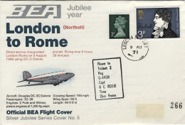 1971-Gran Bretagna BEA Londra-Roma Del 9 Agosto Silver Jubelee - Storia Postale