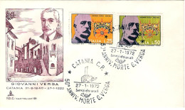 1972-Giovanni Verga Su Fdc Illustrata,cachet - FDC