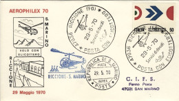 1970-busta Illustrata Aerophilex 70 Annullo Figurato Posta Con Elicottero Riccio - Airmail