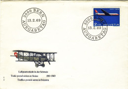 1969-Svizzera S.1v."Cinquantenario Della Posta Aerea"su Fdc Illustrata - Non Classés