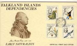 1985-Falkland Dipendenze S.4v."Naturalisti"su Fdc Illustrata - Falkland Islands