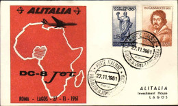 1961-Alitalia DC-8 Jet Diretto A Lagos (Nigeria) Affrancato L.15 Giochi XVII^Oli - Nigeria (1961-...)