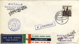 1965-Germania Alitalia I^volo Caravelle Amburgo Milano Del 2 Aprile - Lettres & Documents