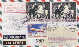 1969-San Marino Aerogramma 1^ Dispaccio Aeropostale Italiano Roma-Jeddah Del 4 G - Luchtpost