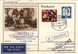 1965-Germania Intero Postale I^volo Caravelle Sulla Linea Alitalia Da Amburgo Pe - Storia Postale