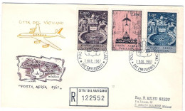 1967-Vaticano Posta Aerea 3 Valori Su Busta Raccomandata Illustrata Fdc - FDC