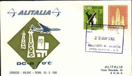 1961-Venezuela Alitalia DC-8 Jet Diretto A Roma Con Annullo I^volo Alitalia Cara - Venezuela