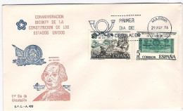 1976-Spagna Due Valori Della Serie Bicentenario Degli Stati Uniti Su Fdc Illustr - FDC