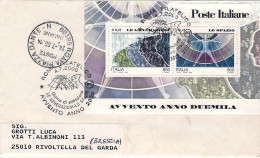 2000-lettera Affrancata Foglietto 2 Valori Avvento Anno 2000,viaggiata,annullo F - FDC