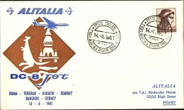 1961-Alitalia DC-8 Jet Diretto A Sidney Affrancato L.150 Michelangiolesca Isolat - 1961-70: Marcophilie