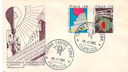 1980-s.2v."Risparmio Energetico E Fonti Alternative"su Fdc Illustrata - FDC