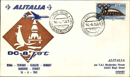 1961-Alitalia DC-8 Jet Diretto A Sidney Affr. L.150 Giochi XVII^Olimpiade Isolat - 1961-70: Marcophilie