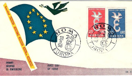 1958-s.2v."Europa Unita"fdc Illustrata,annullo Commemorativo - FDC