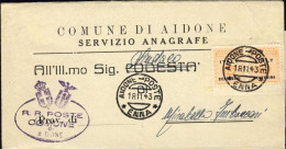 1943-Sicilia AMG OT Piego Municipale Da Aidone Enna Affrancato Con Due 15c. - Occup. Anglo-americana: Sicilia