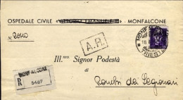 1946-Venezia Giulia AMG VG 18 Agosto Piego Ospedaliero Monfalcone Raccomandato A - Storia Postale