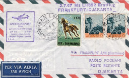 1967-San Marino Aerogramma I^volo Lufthansa LH 692 Francoforte-Djakarta - Luftpost