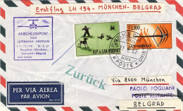 1967-San Marino Aerogramma I^volo Lufthansa LH 194 Monaco-Belgrado - Airmail