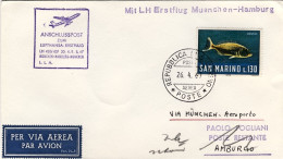 1967-San Marino Aerogramma I^volo Lufthansa Monaco-Amburgo Del 30 Aprile - Luchtpost