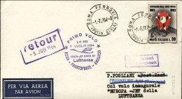 1964-Lufthansa I^volo LH 331 Boeing 727 Roma-Francoforte Del 1 Luglio - 1961-70: Marcophilia