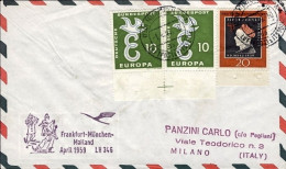 1959-Germania Lufthansa LH346 I^volo Francoforte-Milano Del 1 Aprile - Covers & Documents