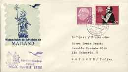 1959-Germania Lufthansa LH346 I^volo Francoforte-Milano Del 1 Aprile - Storia Postale