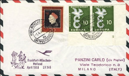 1959-Germania Lufthansa LH346 I^volo Monaco Milano Del 1 Aprile - Covers & Documents