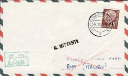 1959-Germania Dusseldorf-Roma Del 5 Gennaio Bollo Verde Mit Flug LH630 Del 5 Gen - Brieven En Documenten