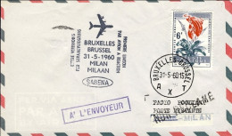 1960-Belgique Belgium Belgio Sabena Volo A Reazione Bruxelles-Milano Del 31 Magg - Storia Postale