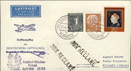 1959-Germania Lufthansa LH346 I^volo Francoforte Milano Del 1 Aprile - Storia Postale
