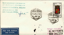 1964-Spagna I^volo Iberia Palma Di Maiorca-Milano Del 2 Giugno 64 - Covers & Documents